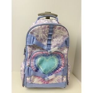Pottery Barn Kids Mackenzie Rolling‎ Backpack Lavender Tie Dye Heart Purple Used